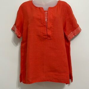 Lungo L’Arno linen top with sequin detail